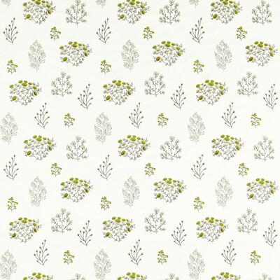 Clarke And Clarke F1431/02.CAC.0 Floris Multipurpose Fabric in Chartreuse/White/Grey
