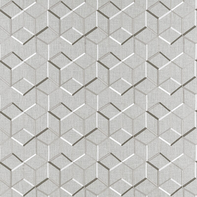 Clarke And Clarke F1443/01.CAC.0 Linear Multipurpose Fabric in Charcoal/Grey/Silver/White