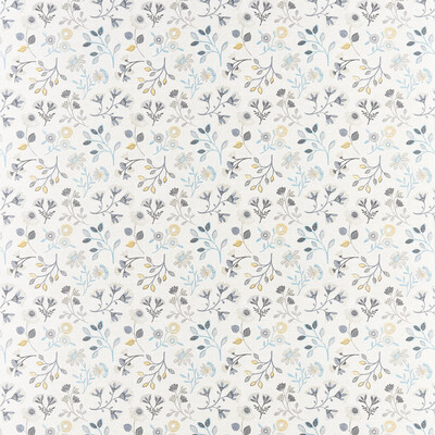 Clarke And Clarke F1461/01.CAC.0 Alder Multipurpose Fabric in Charcoal/ochre/Ivory/Charcoal/Blue