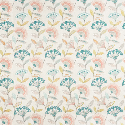 Clarke And Clarke F1462/02.CAC.0 Bohemia Multipurpose Fabric in Coral/teal/Ivory/Coral/Teal