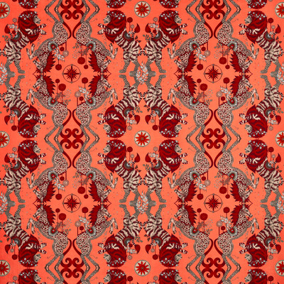 Clarke And Clarke F1474/01.CAC.0 Caspian Velvet Multipurpose Fabric in Coral/Pink