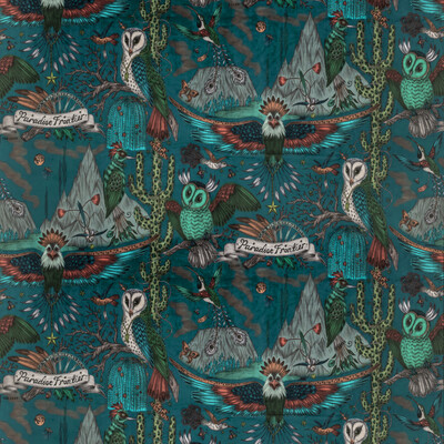 Clarke And Clarke F1476/01.CAC.0 Frontier Velvet Multipurpose Fabric in Teal/Green