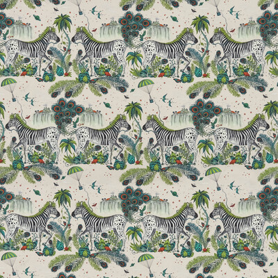 Clarke And Clarke F1491/01.CAC.0 Lost World Linen Multipurpose Fabric in Green