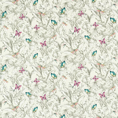 Clarke And Clarke F1513/02.CAC.0 Acadia Multipurpose Fabric in Linen/Grey/Teal/Coral