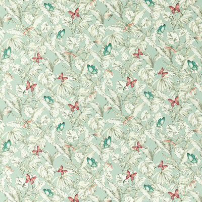 Clarke And Clarke F1513/04.CAC.0 Acadia Multipurpose Fabric in Mineral/Light Blue/Coral