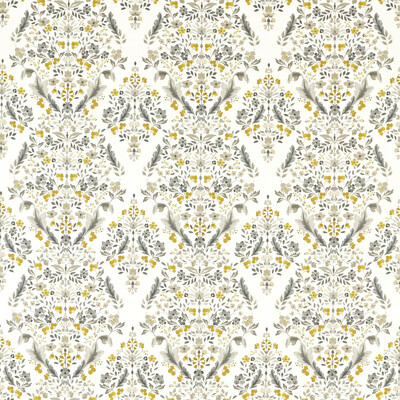Clarke And Clarke F1559/01.cac.0 Gawthorpe Multipurpose Fabric in Charcoal/Chartreuse/Yellow