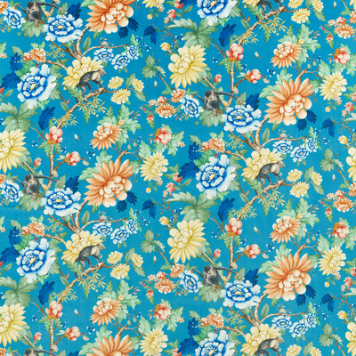 Clarke And Clarke F1589/01.CAC.0 Sapphire Garden Multipurpose Fabric in Sapphire Velvet/Blue/Multi