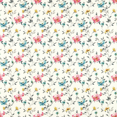 Clarke And Clarke F1593/02.CAC.0 Serena Multipurpose Fabric in Ivory/Multi/Pink/Grey