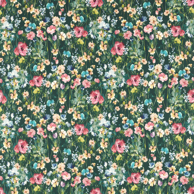 Clarke And Clarke F1596/03.CAC.0 Wild Meadow Multipurpose Fabric in Forest/Green/Multi
