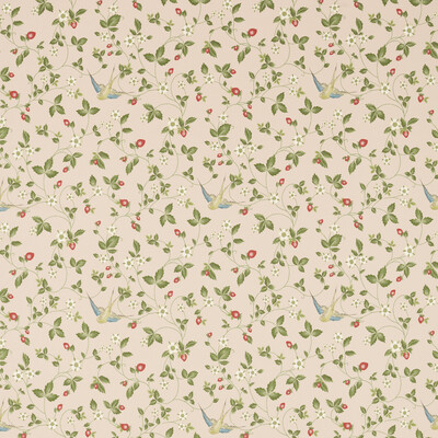 Clarke And Clarke F1606/01.CAC.0 Wild Strawberry Multipurpose Fabric in Blush Linen/Pink/Multi