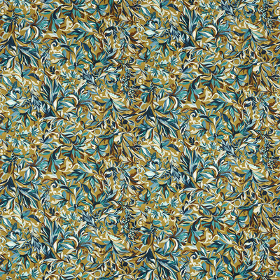 Clarke And Clarke F1644/04.CAC.0 Ashbrook Velvet Upholstery Fabric in Ochre/Gold/Teal/Blue