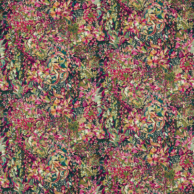 Clarke And Clarke F1646/01.CAC.0 Aubrey Velvet Upholstery Fabric in Forest/raspberry/Green/Red/Gold