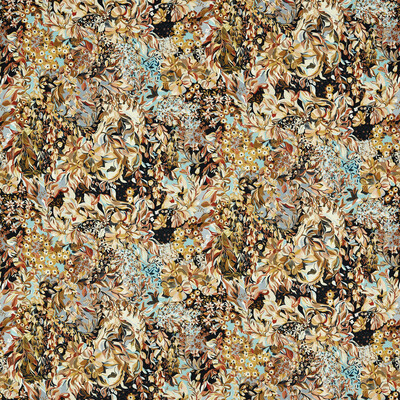 Clarke And Clarke F1646/03.CAC.0 Aubrey Velvet Upholstery Fabric in Noir/mineral/Black/Gold/Orange