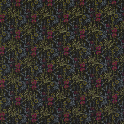 Clarke And Clarke F1647/02.CAC.0 Elmsdale Jacquard Drapery Fabric in Noir/Black/Blue/Gold