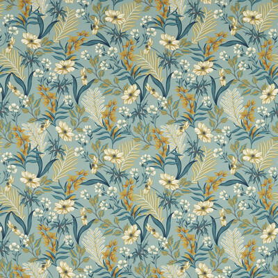 Clarke And Clarke F1650/02.CAC.0 Hazelbury Multipurpose Fabric in Mineral/Teal/Gold/White