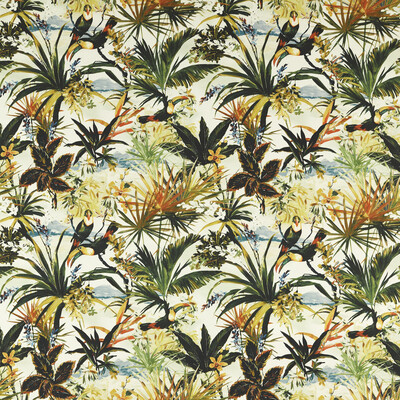 Clarke And Clarke F1676/01.CAC.0 Toucan Multipurpose Fabric in Outdoor/Orange/Turquoise/Gold