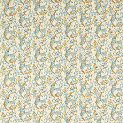 Clarke And Clarke F1677/04.CAC.0 Golden Lily Multipurpose Fabric in Linen/teal/Beige/Olive Green/Light Blue
