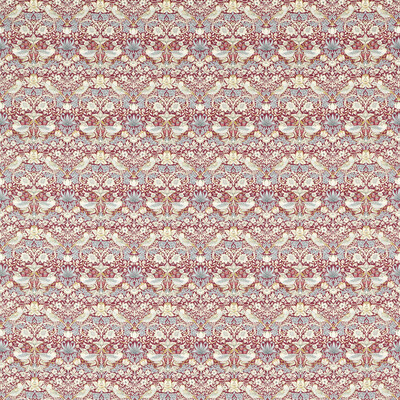 Clarke And Clarke F1678/03.CAC.0 Strawberry Thief Multipurpose Fabric in Plum/Red/Light Blue/Ivory