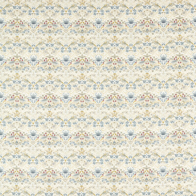 Clarke And Clarke F1678/04.CAC.0 Strawberry Thief Multipurpose Fabric in Linen/White/Light Blue/Light Green