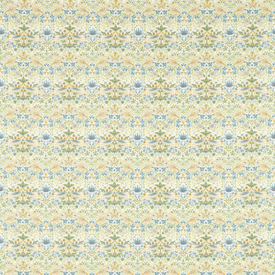 Clarke And Clarke F1678/05.CAC.0 Strawberry Thief Multipurpose Fabric in Apple/Light Green/Pink/Light Blue