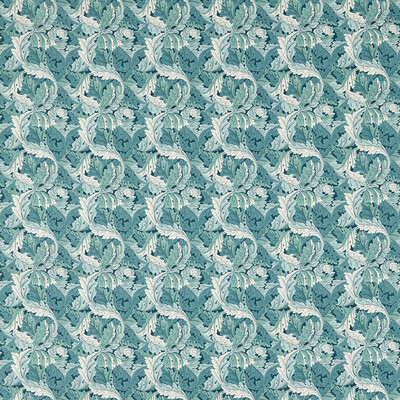 Clarke And Clarke F1681/04.CAC.0 Acanthus Multipurpose Fabric in Teal/Ivory/Light Blue