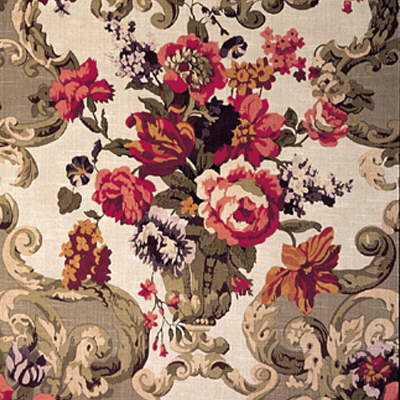 Mulberry Home FD101/523.N101.0 Floral Rococo Romantic Heroes Fabric in Taupe