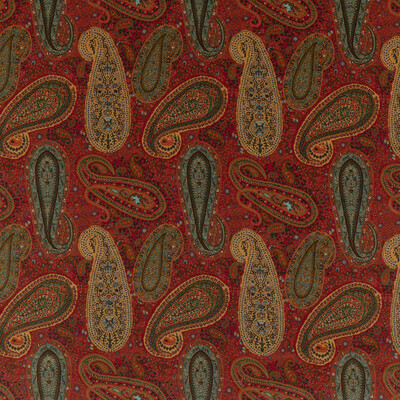 Mulberry FD2002.R52.0 Peregrine Paisley Velvet Upholstery Fabric in Teal/red/Red/Teal/Beige