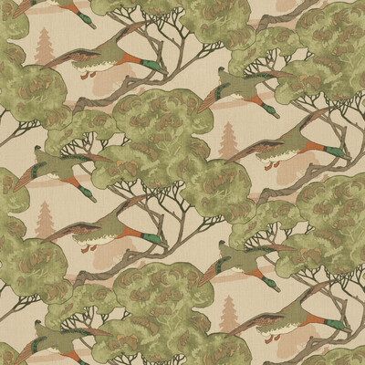 Mulberry FD205.H150.0 Flying Ducks Multipurpose Fabric in Plaster/Pink/Brown/Green