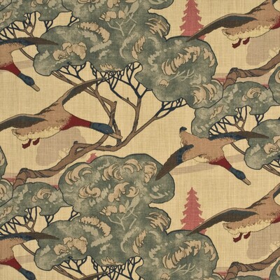 Mulberry Home FD205.L18.0 Flying Ducks Best Of Fabric in Camel/Grey