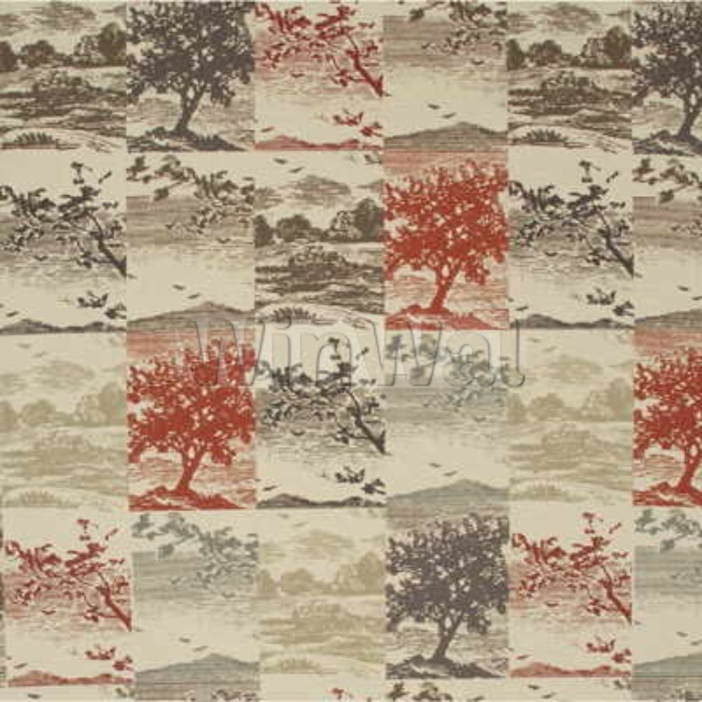 Mulberry Home FD245.V78.0 Open Spaces Great Park Fabric in Red/Charcoal