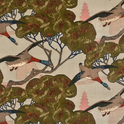Mulberry Home FD258.H22.0 Flying Ducks Velvet Country Weekend Fabric in Sky