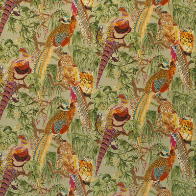 Mulberry Home FD268.H46.0 Game Birds Velvet Bohemian Romance Fabric in Fig Multi