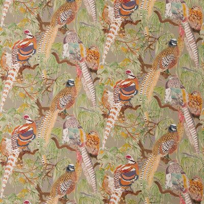 Mulberry Home FD269.K102.0 Game Birds Linen Bohemian Romance Fabric in Stone Multi