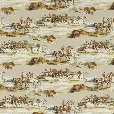 Mulberry Home FD294.A46.0 Morning Gallop Linen Festival Fabric in Grey/Sand