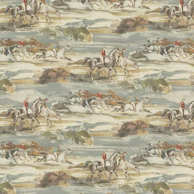 Mulberry FD294.H57.0 Morning Gallop Linen Multipurpose Fabric in Blue/sand/Blue/Brown/Multi