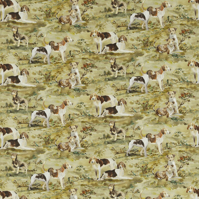 Mulberry Home FD296.Y101.0 Hounds Linen Festival Fabric in Multi