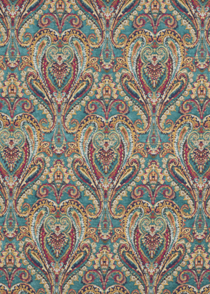 Mulberry Home FD728.R11.0 Bohemian Paisley Bohemian Travels Fabric in Teal