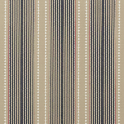Mulberry Home FD753.H49.0 Brighton Stripe Festival Fabric in Indigo/Linen