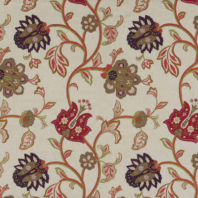 Mulberry Home FD763.V54.0 Floral Fantasy Festival Fabric in Red/Plum