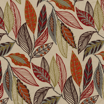 Mulberry Home FD766.V54.0 Forest Leaves Festival Fabric in Red/Plum