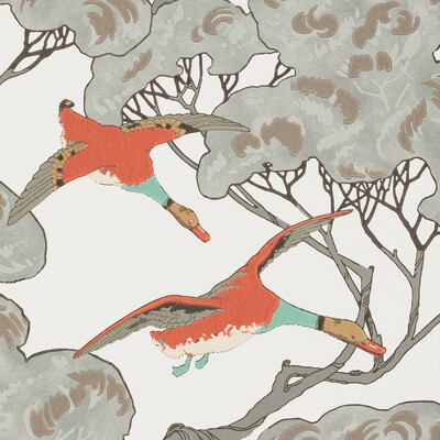 Mulberry Home FG090.J87.0 Flying Ducks Modern Country Wallcovering in Coral/Clay