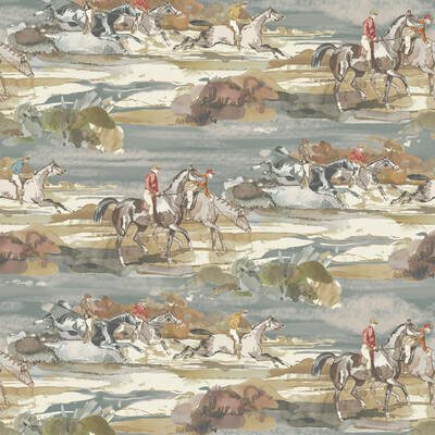 Mulberry FG097.H57.0 Morning Gallop Wallcovering in Blue/sand
