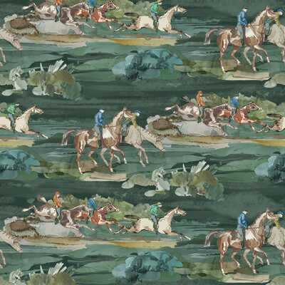 Mulberry FG097.R11.0 Morning Gallop Wallcovering in Teal
