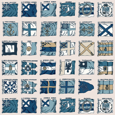 Mulberry FG099.H101.0 Naval Ensigns Wallcovering in Blue