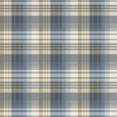 Mulberry FG100.H10.0 Mulberry Ancient Tartan Wallcovering in Indigo