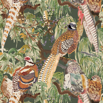 Mulberry FG101.R102.0 Game Birds Wallcovering in Forest
