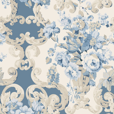 Mulberry FG103.H101.0 Floral Rococo Wallcovering in Blue