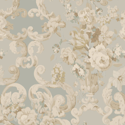 Mulberry FG103.R104.0 Floral Rococo Wallcovering in Aqua