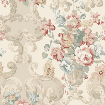 Mulberry FG103.R114.0 Floral Rococo Wallcovering in Lovat/red