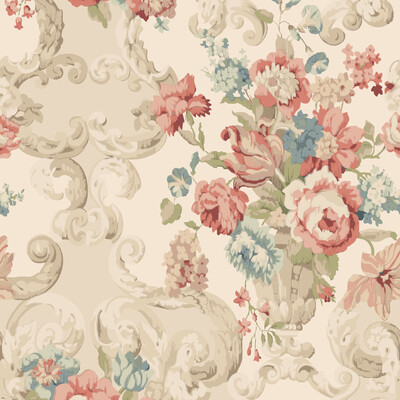 Mulberry FG103.V117.0 Floral Rococo Wallcovering in Red/green